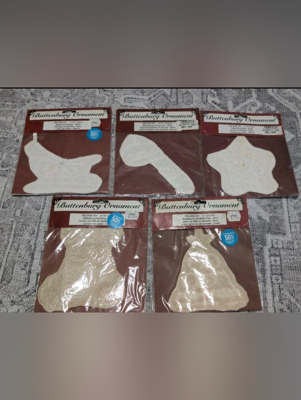 adidas White and Cream Battenburg Lace Ornaments Assortment